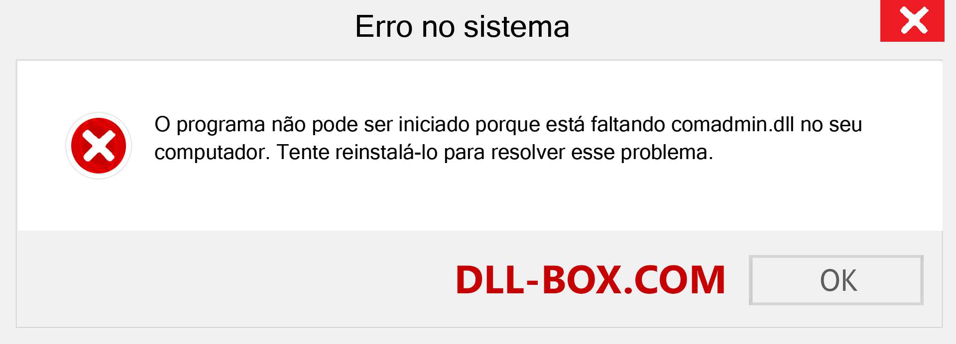 Arquivo comadmin.dll ausente ?. Download para Windows 7, 8, 10 - Correção de erro ausente comadmin dll no Windows, fotos, imagens